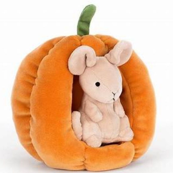 Jellycat Brambling Mouse in Pumpkin 6x6" Soft and Plush BNWT Authentic - Picture 2 of 6